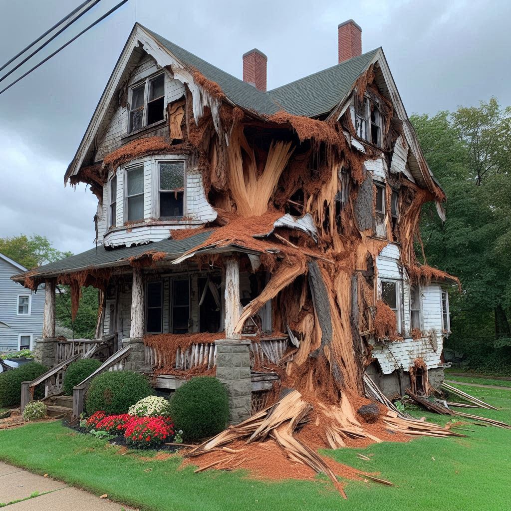 Signs Your West Bridgewater Home Needs a Tree Inspection Damaged tree on an West Bridgewater home showing signs of disease and decay